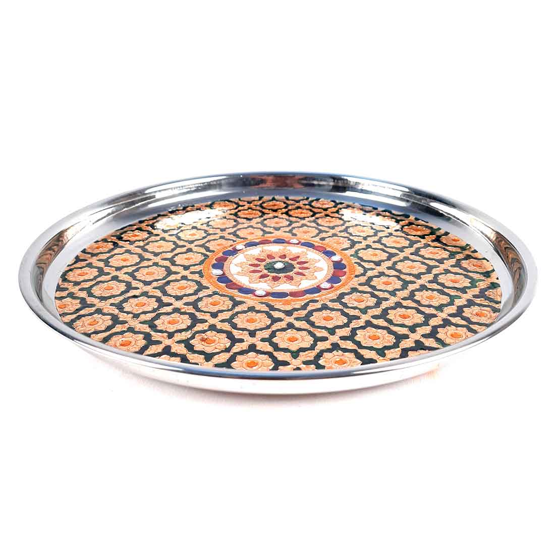 Decorated Pooja Thali- Apkamart #color_Green