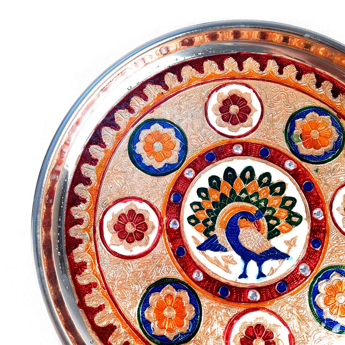 Decorated Pooja Thali- Apkamart #color_Red