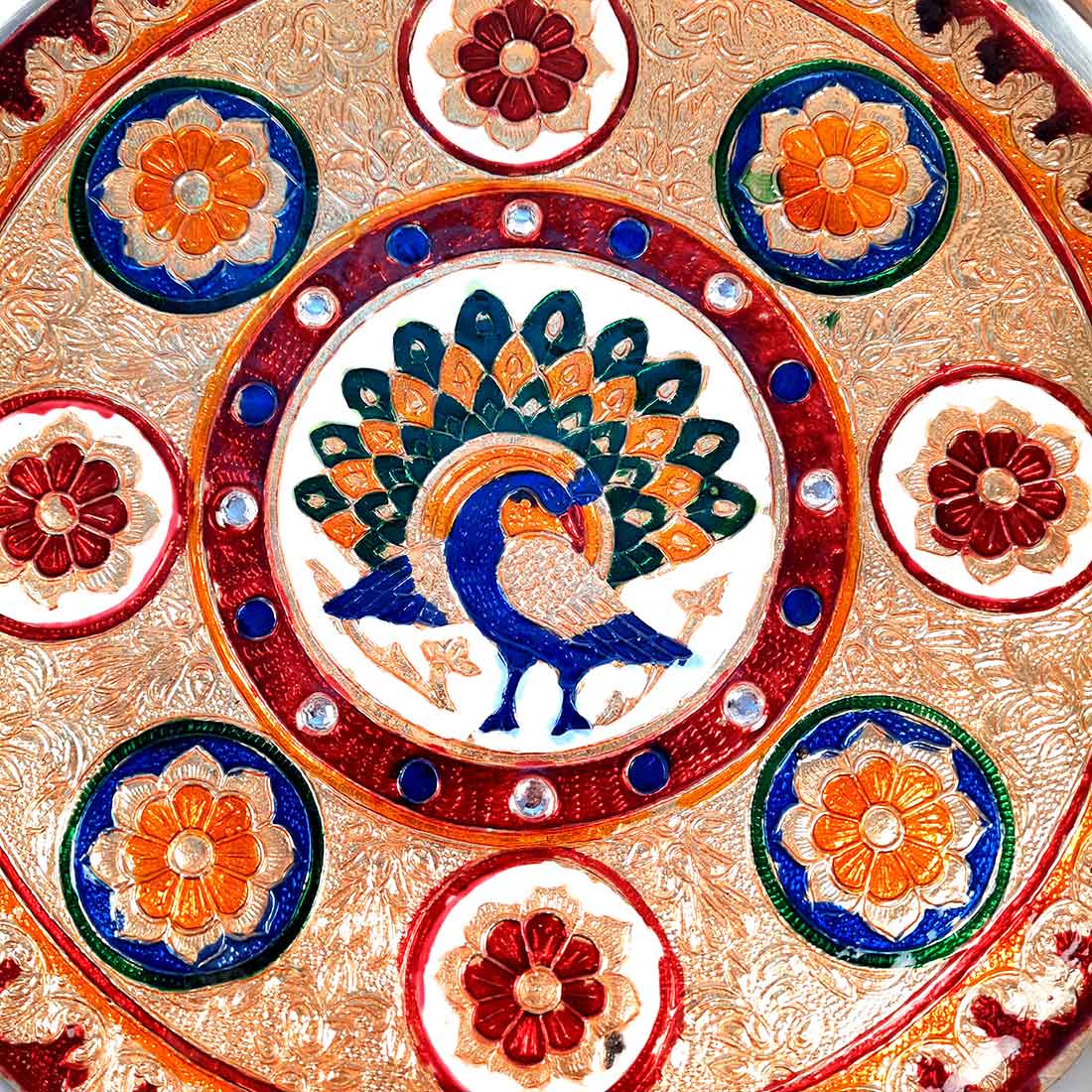 Decorated Pooja Thali- Apkamart #color_Red