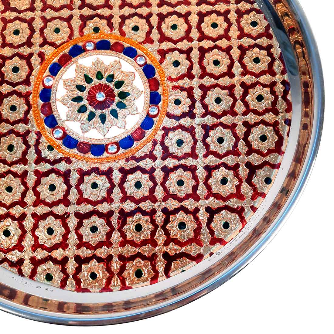 Decorated Pooja Thali- Apkamart #color_Red