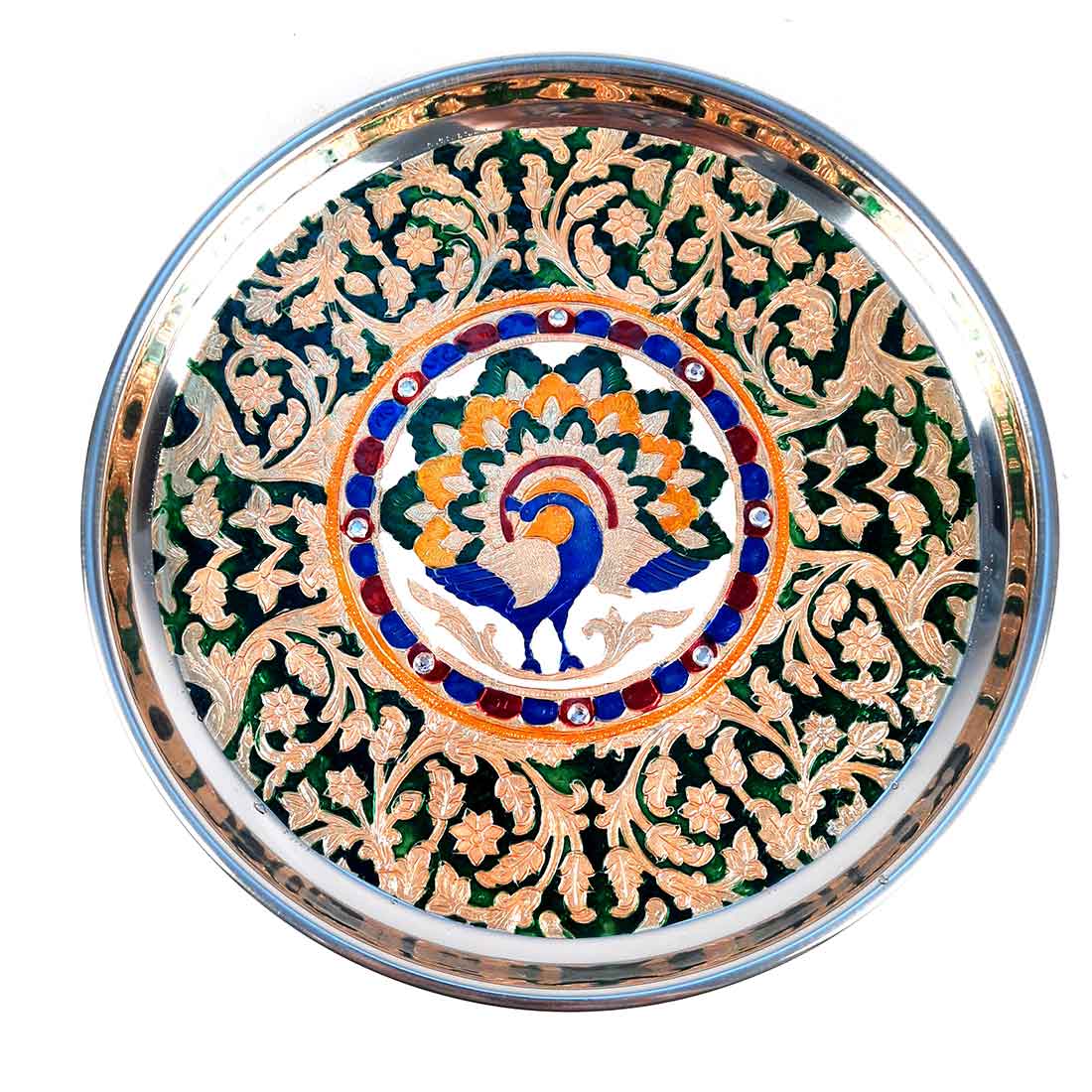 Decorated Pooja Thali- Apkamart #color_Green