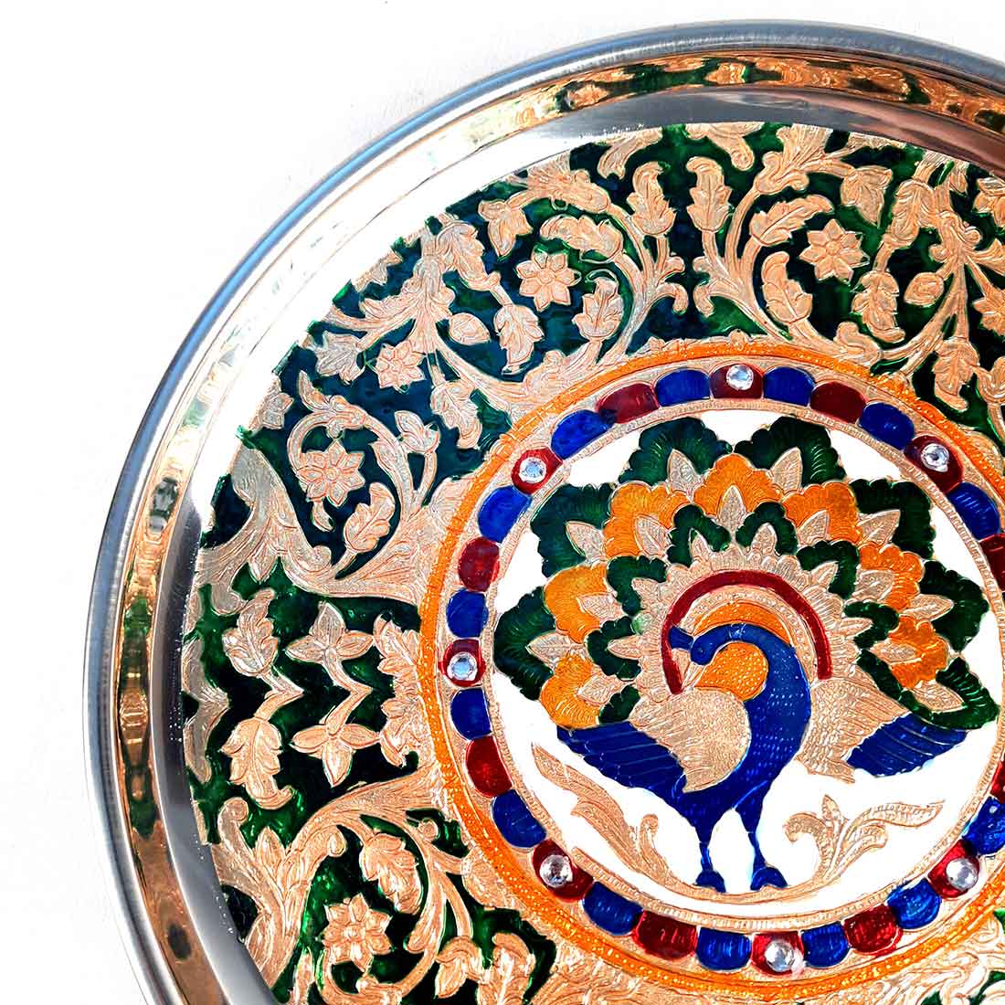 Decorated Pooja Thali- Apkamart #color_Green