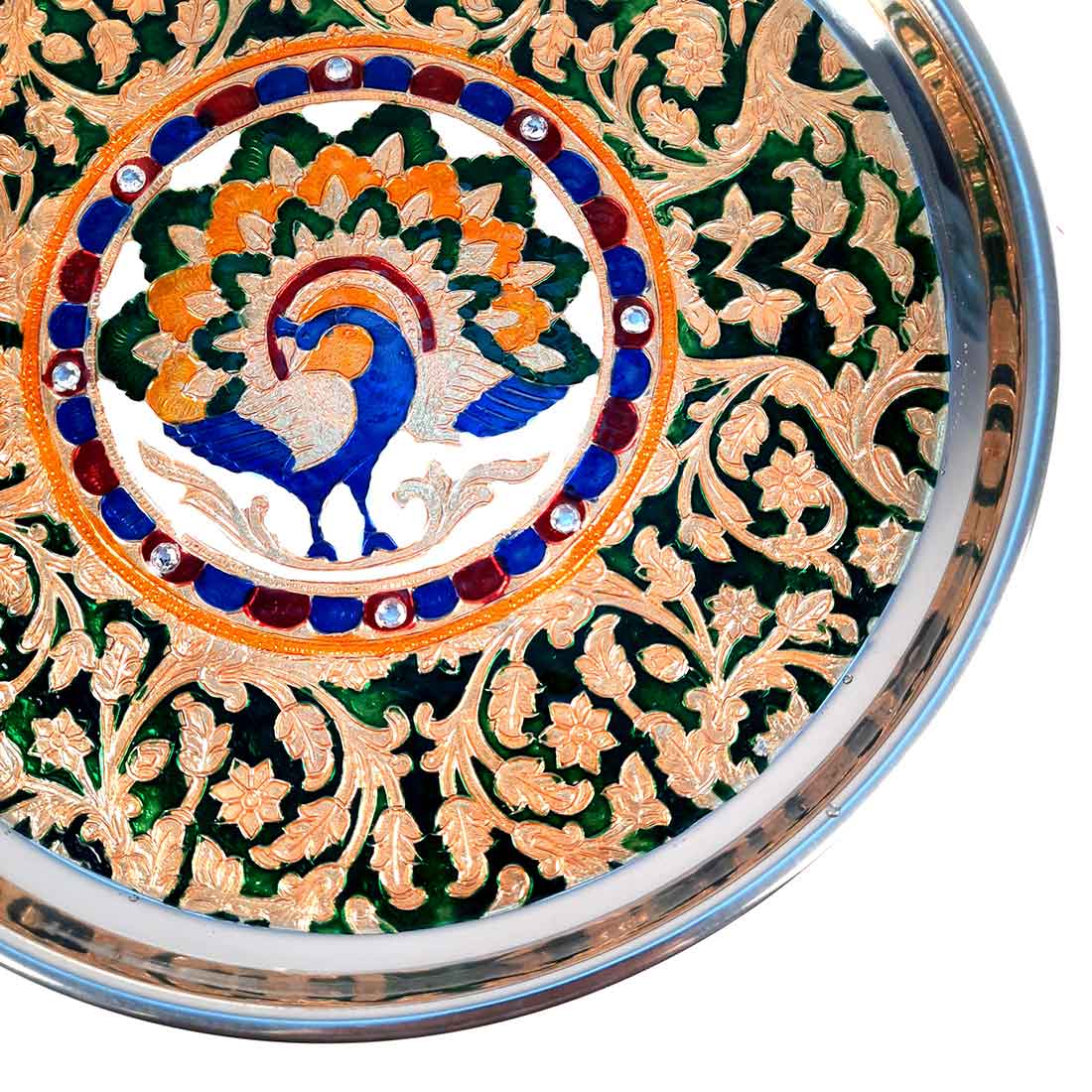 Decorated Pooja Thali- Apkamart #color_Green