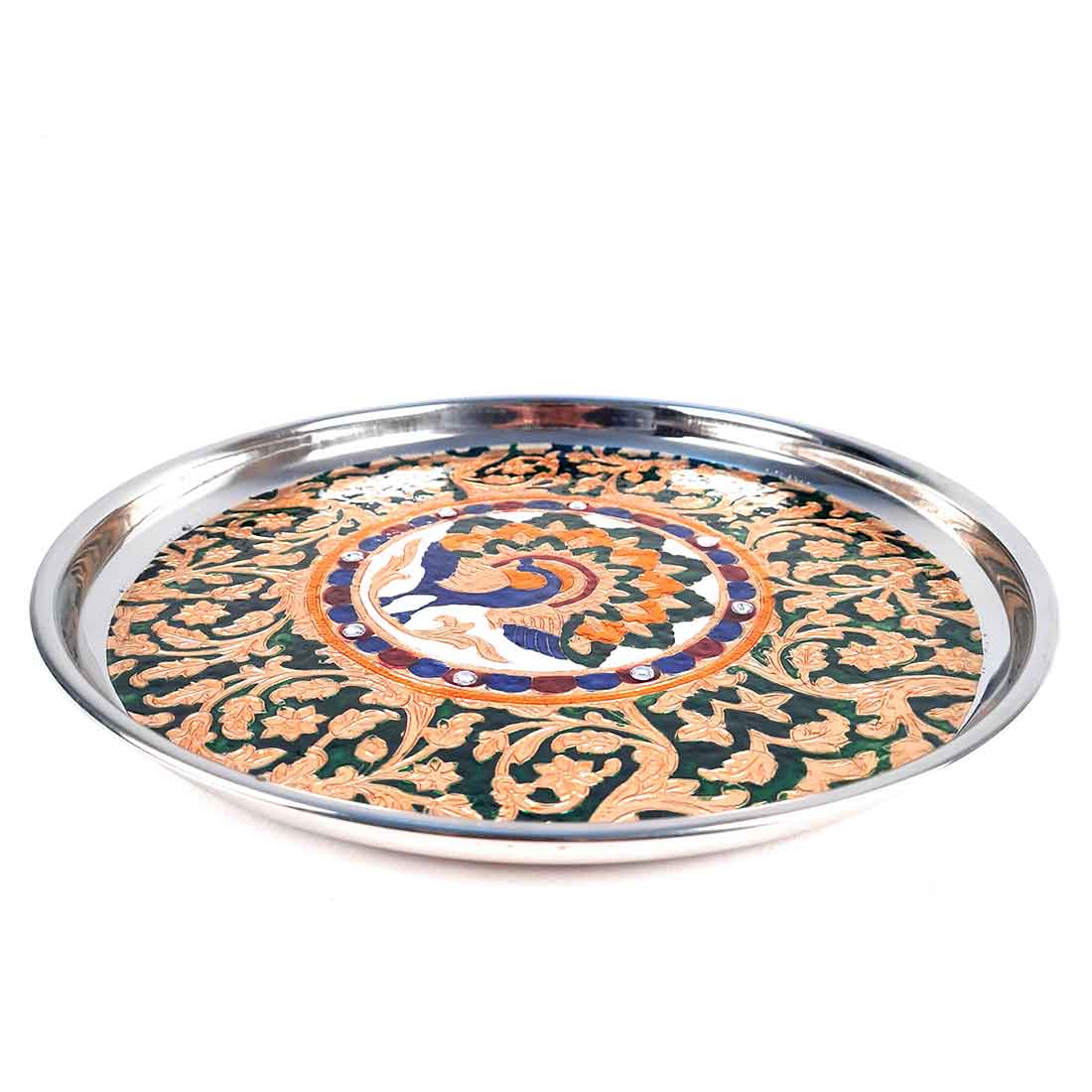 Decorated Pooja Thali- Apkamart #color_Green