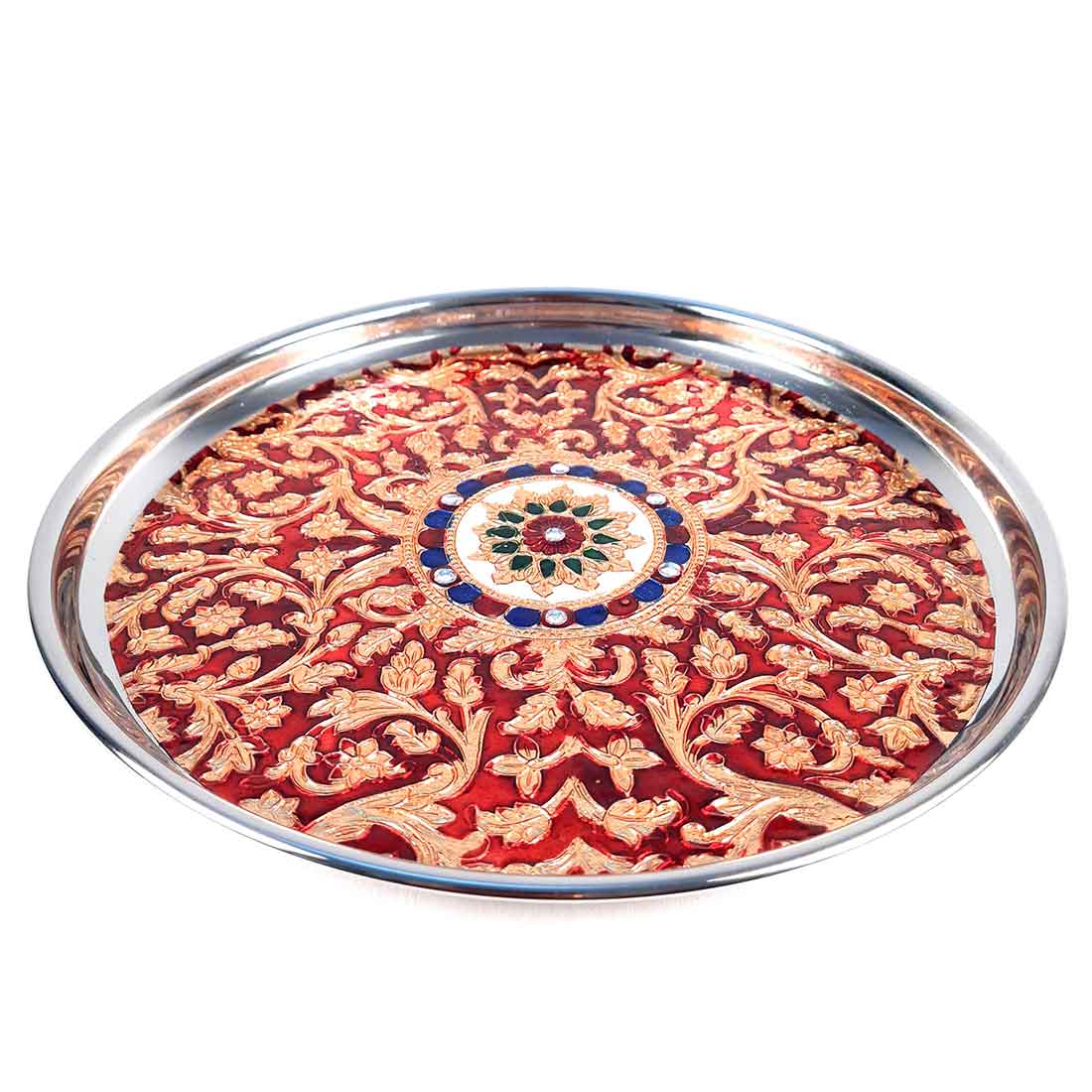 Pooja Thali | Aarti Thali - For Rakhi, Diwali & Karwa Chauth - 11 Inch - ApkaMart