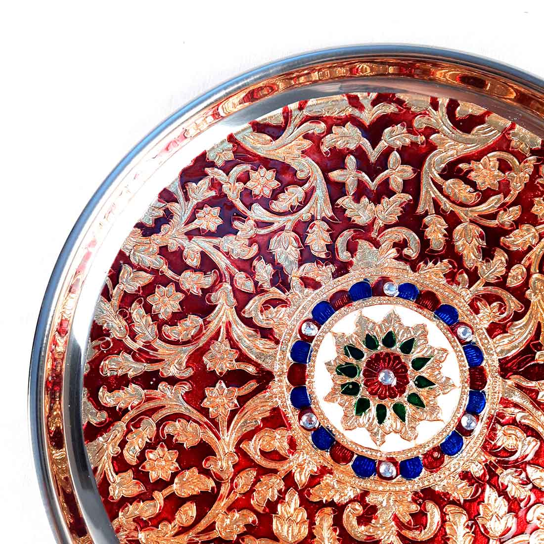 Pooja Thali | Aarti Thali - For Rakhi, Diwali & Karwa Chauth - 11 Inch - ApkaMart