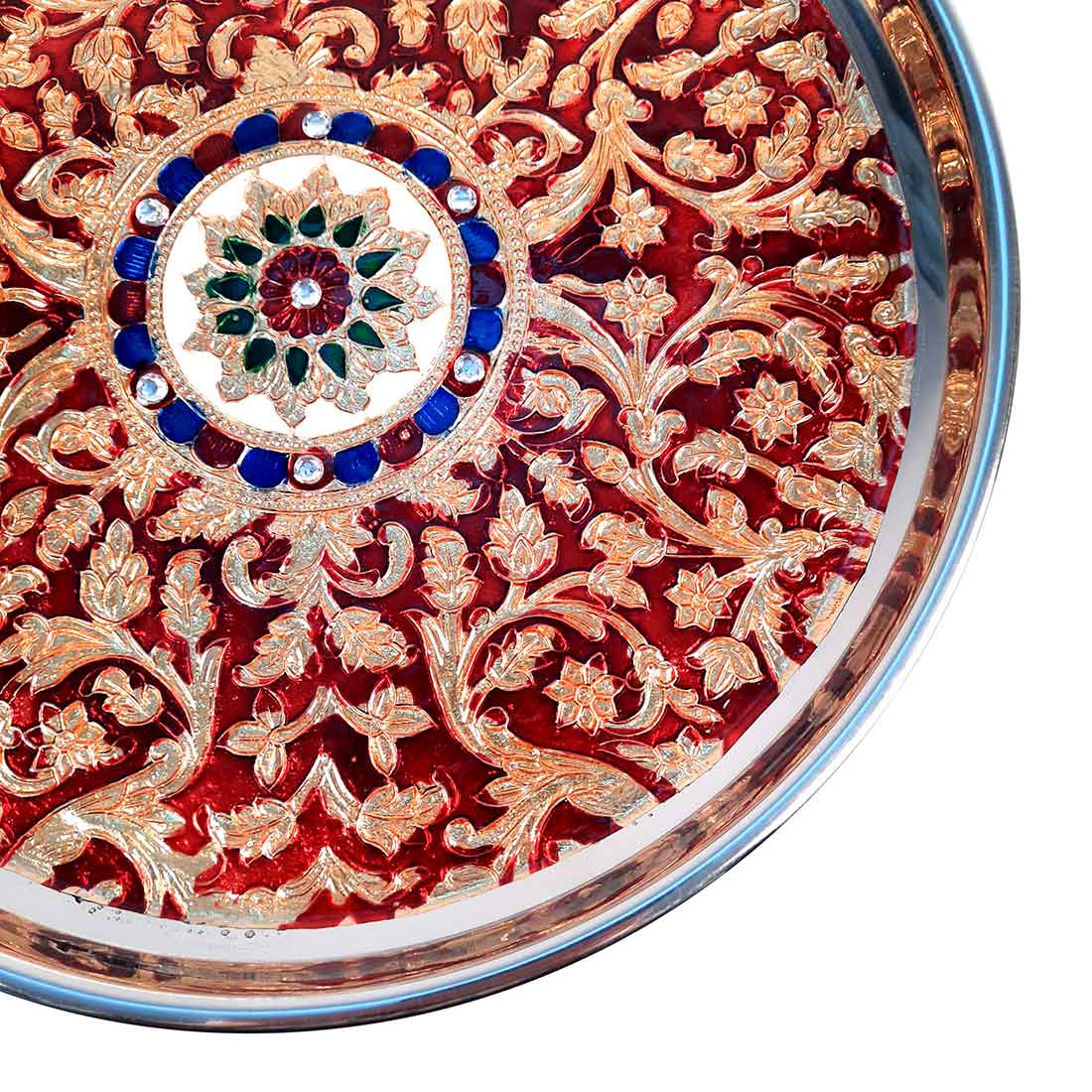 Pooja Thali | Aarti Thali - For Rakhi, Diwali & Karwa Chauth - 11 Inch - ApkaMart