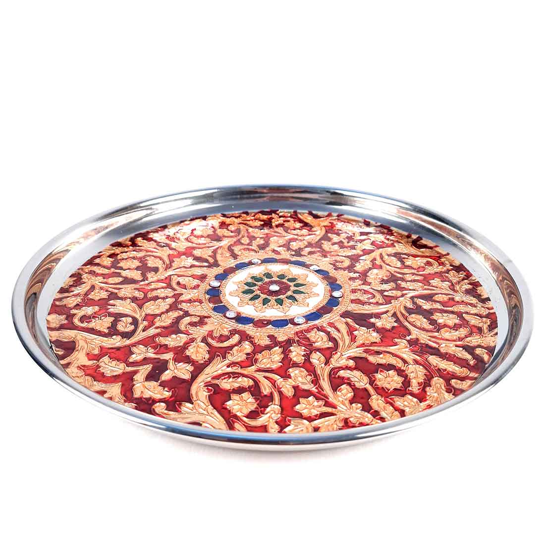 Pooja Thali | Aarti Thali - For Rakhi, Diwali & Karwa Chauth - 11 Inch - ApkaMart