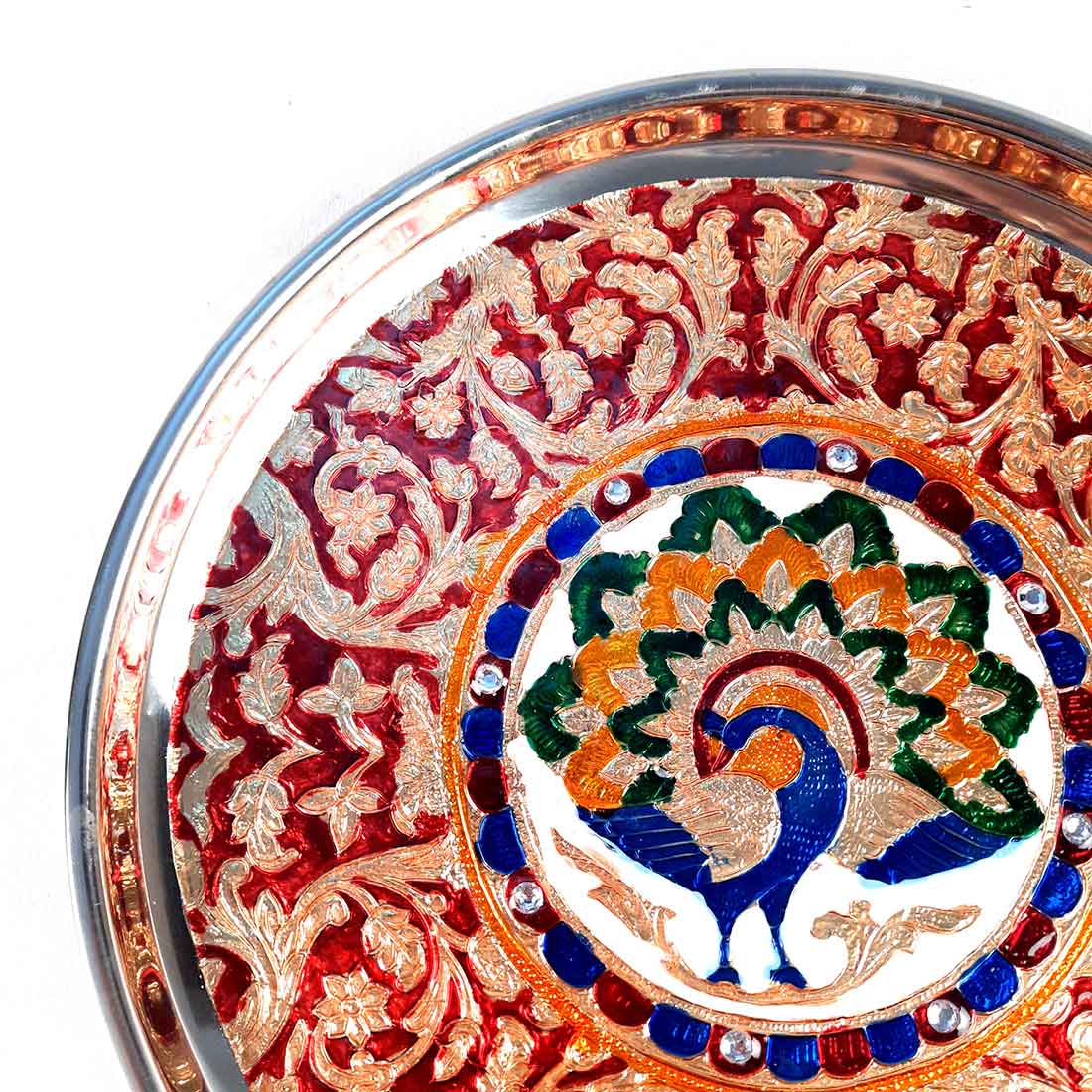 Decorated Pooja Thali- Apkamart #color_Red