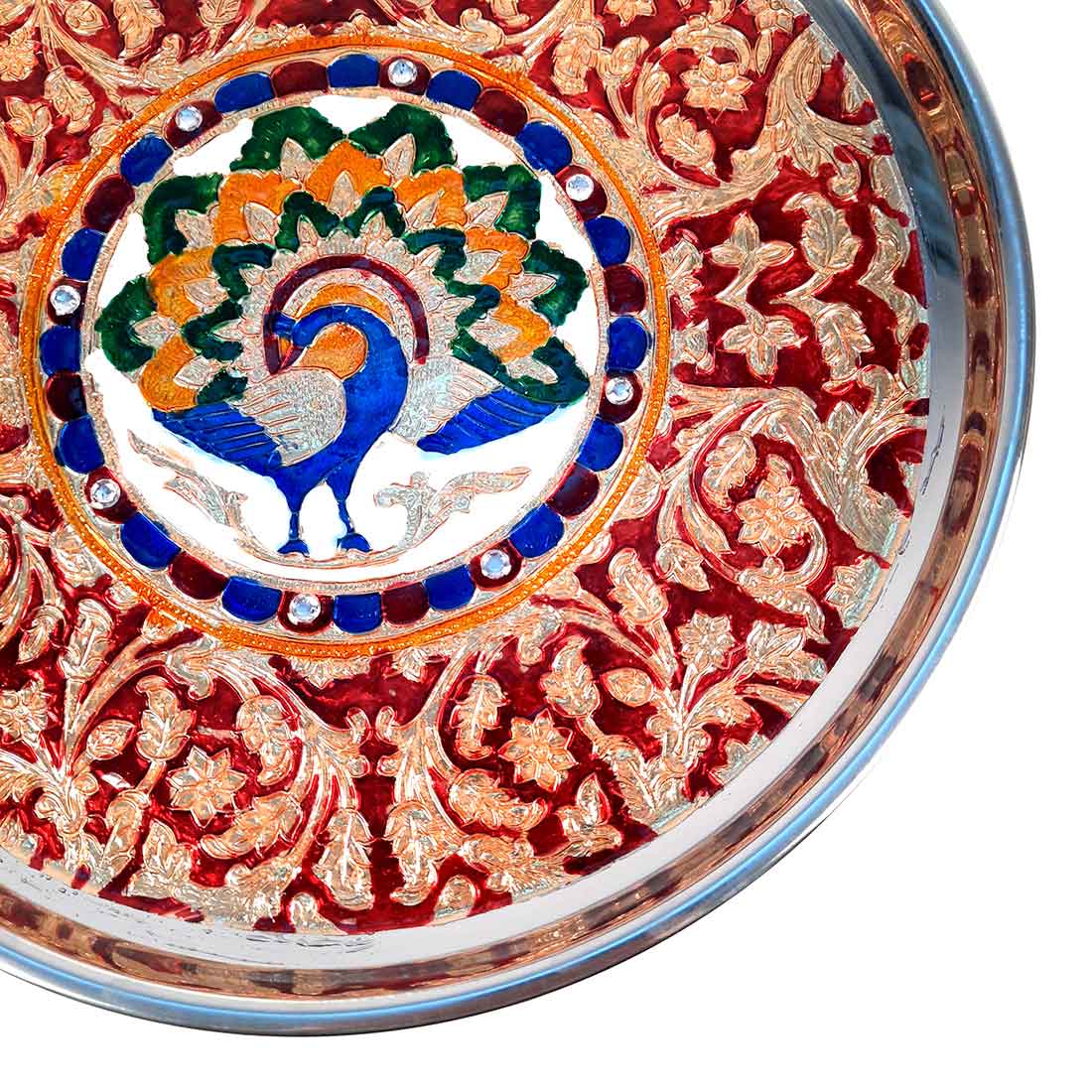 Decorated Pooja Thali- Apkamart #color_Red