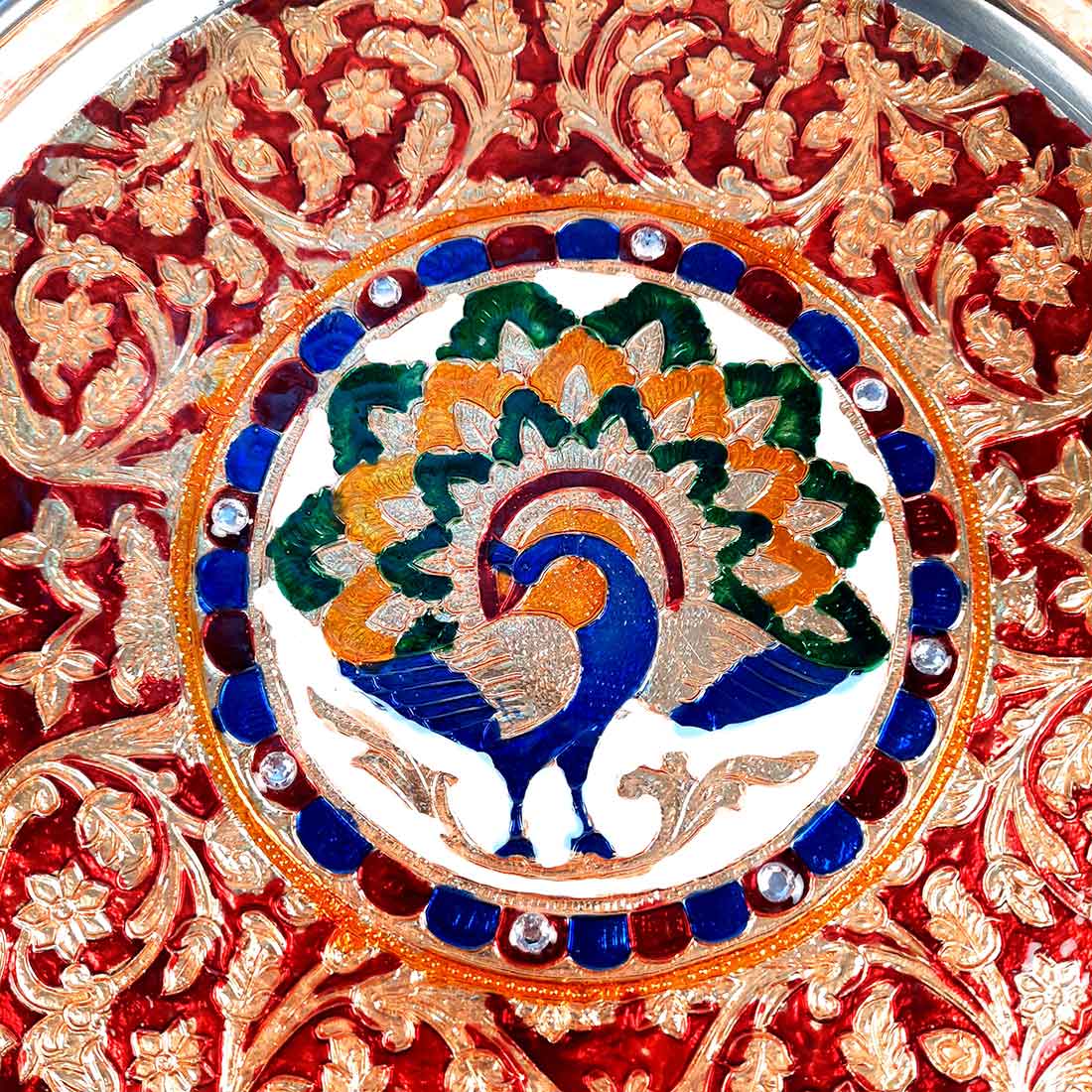 Decorated Pooja Thali- Apkamart #color_Red