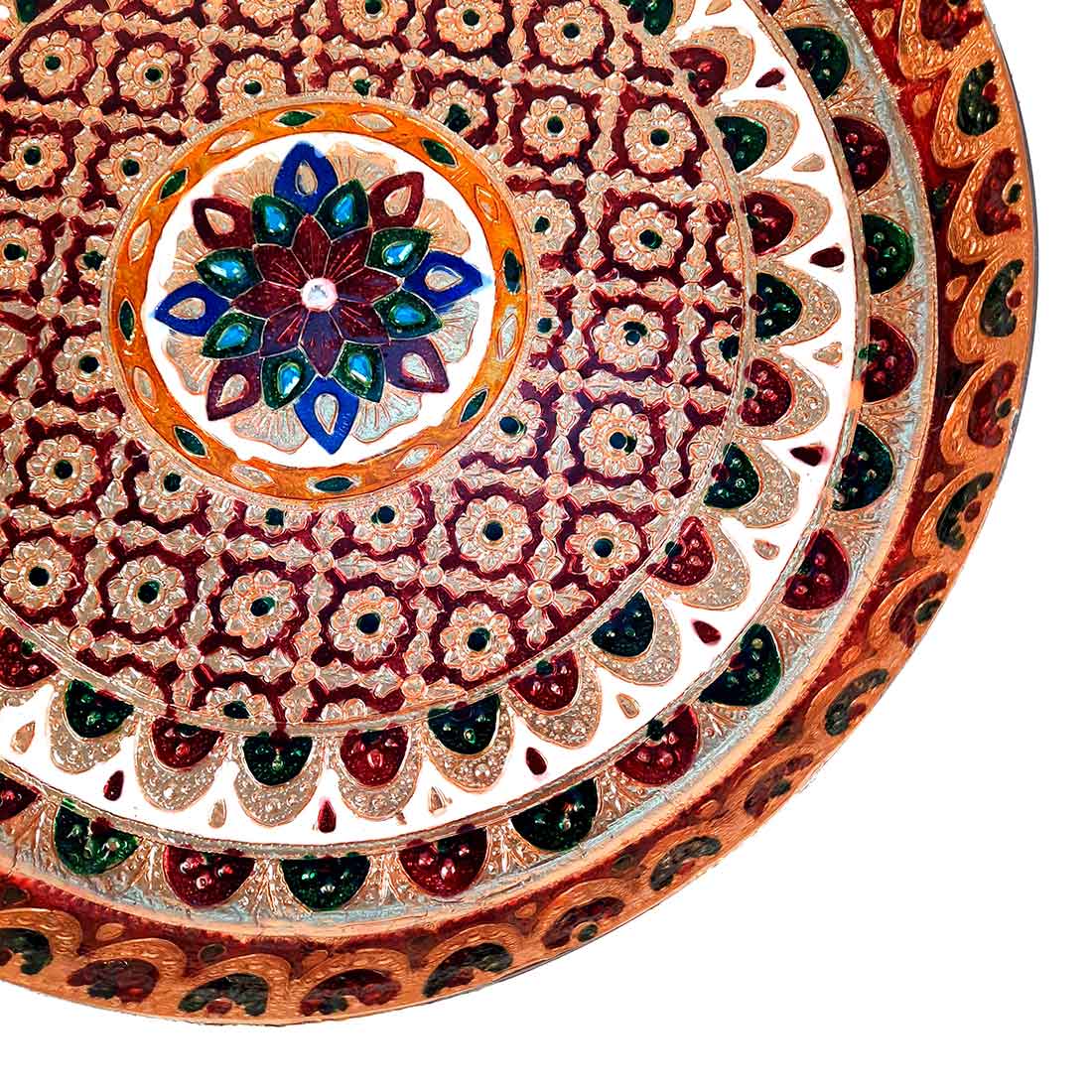 Aarti Thal - Meenakari Pooja Plate - For Pooja, Weddings & Festivals - 13 Inch - ApkaMart