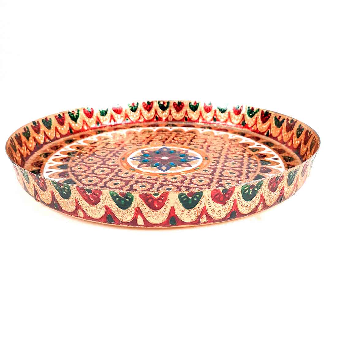 Aarti Thal - Meenakari Pooja Plate - For Pooja, Weddings & Festivals - 13 Inch - ApkaMart