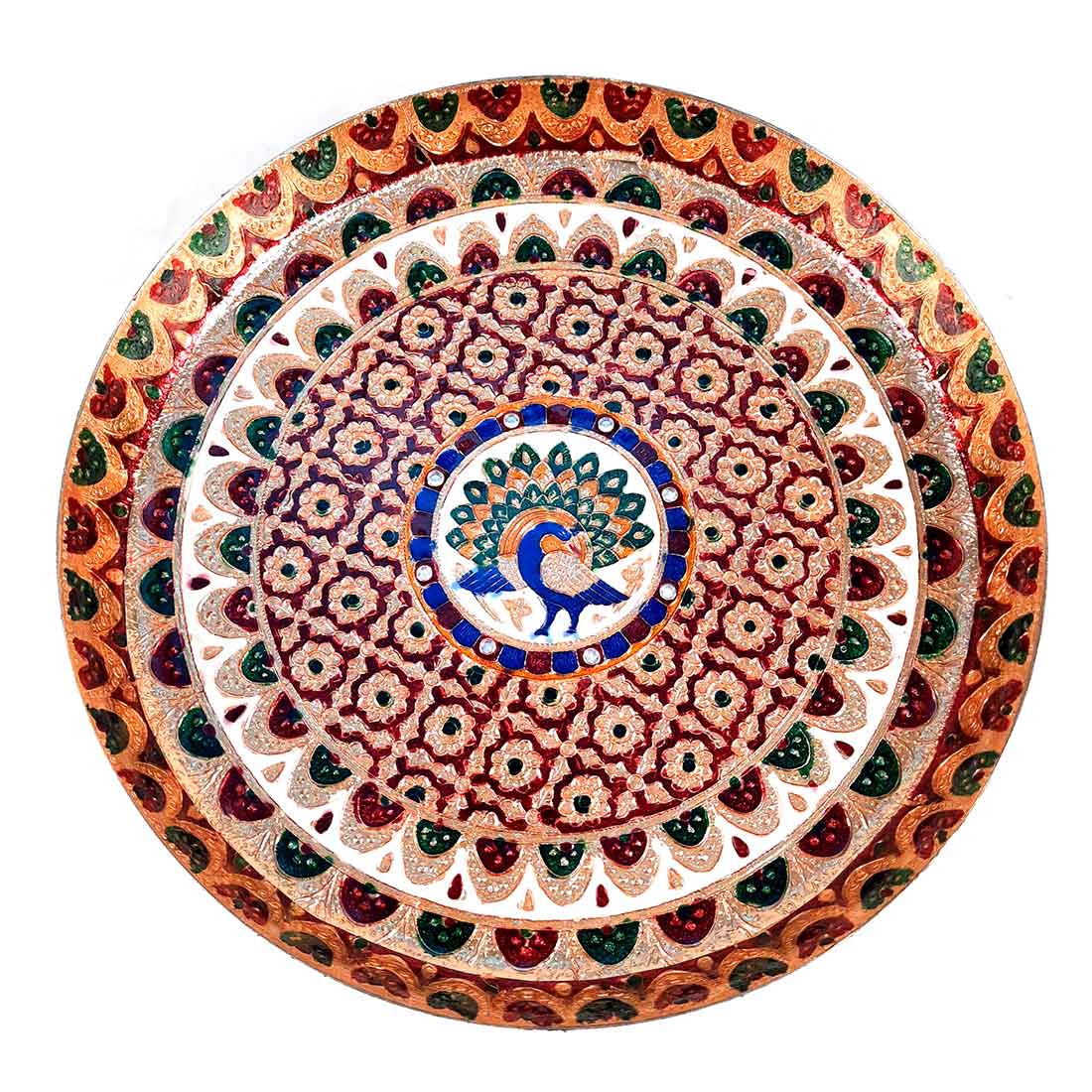 Meenakari Pooja Plate | Aarti Thali - For Pooja, Weddings & Festivals - 13 Inch - ApkaMart