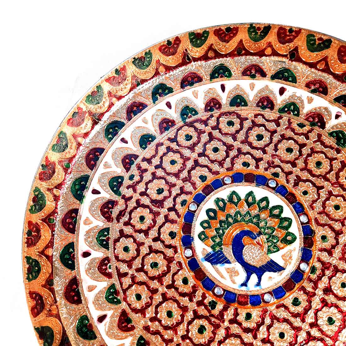 Meenakari Pooja Plate | Aarti Thali - For Pooja, Weddings & Festivals - 13 Inch - ApkaMart