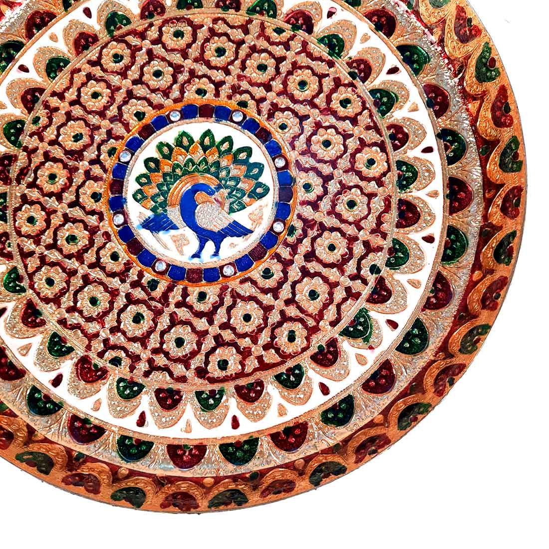 Meenakari Pooja Plate | Aarti Thali - For Pooja, Weddings & Festivals - 13 Inch - ApkaMart