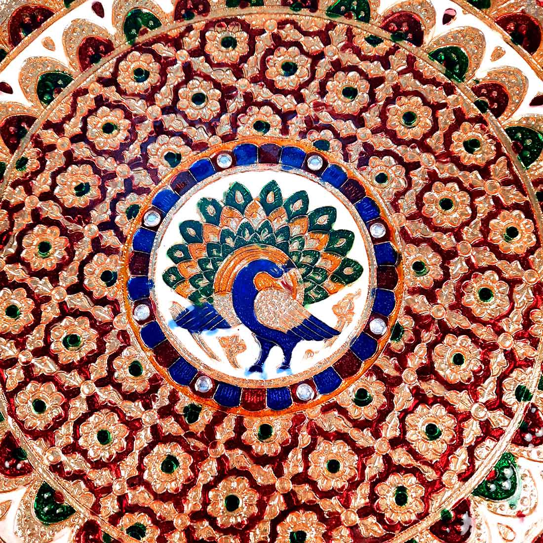 Meenakari Pooja Plate | Aarti Thali - For Pooja, Weddings & Festivals - 13 Inch - ApkaMart