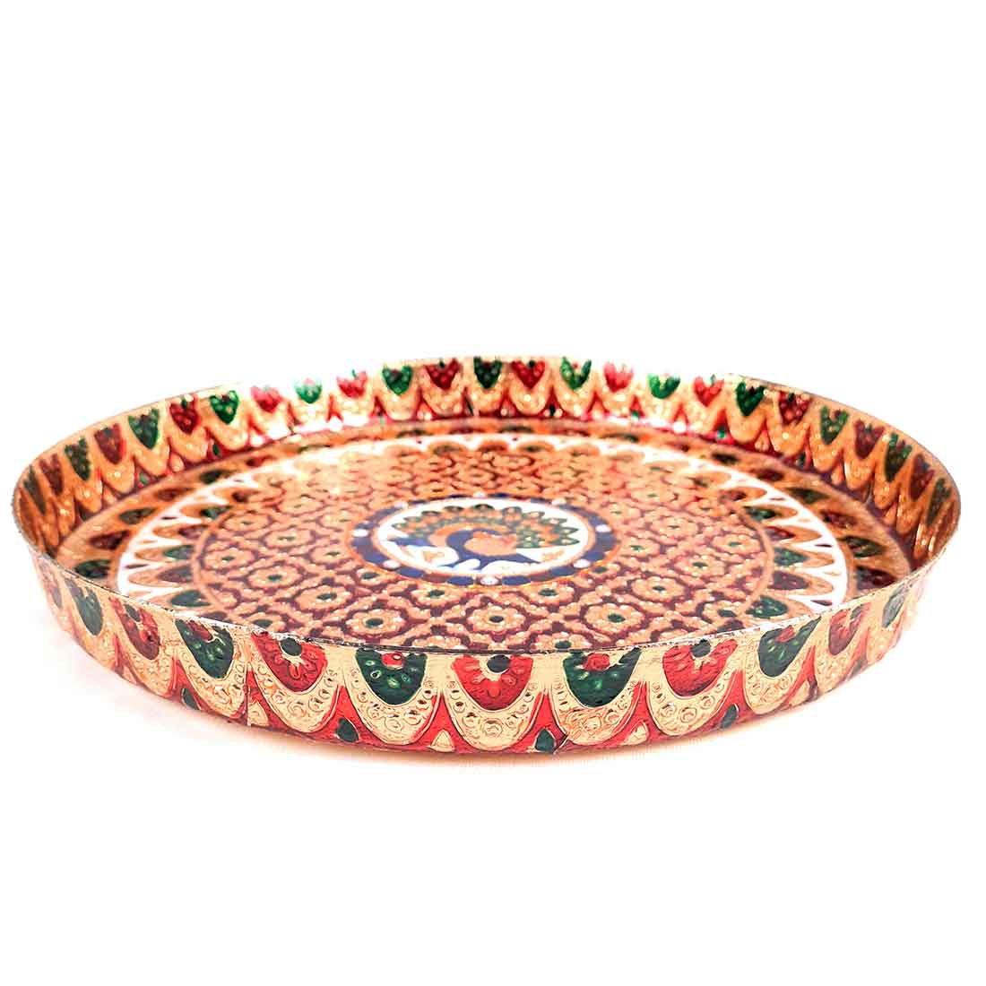 Meenakari Pooja Plate | Aarti Thali - For Pooja, Weddings & Festivals - 13 Inch - ApkaMart