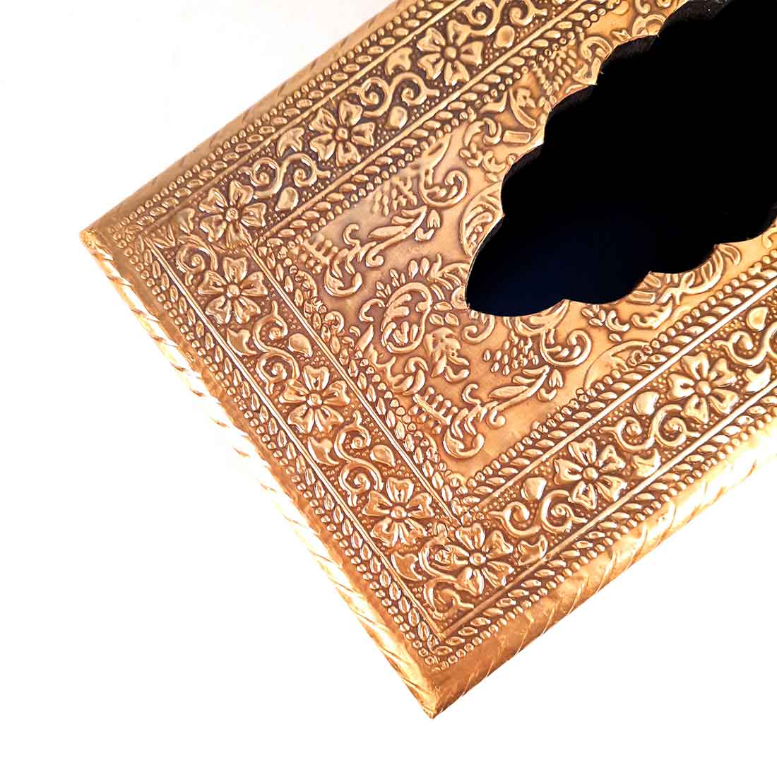 Brass Embellished Tissue Holder - Dining Table Decoration Items - ApkaMart