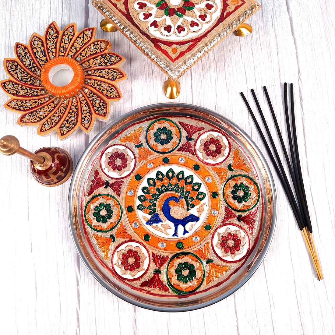 Pooja Plate - For Pooja, Weddings & Festivals - 9 Inch - ApkaMart