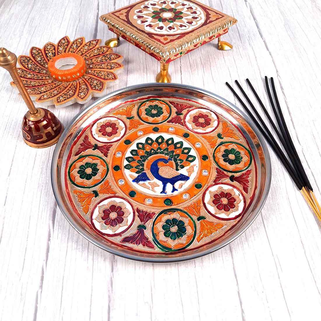 Pooja Plate - For Pooja, Weddings & Festivals - 9 Inch - ApkaMart