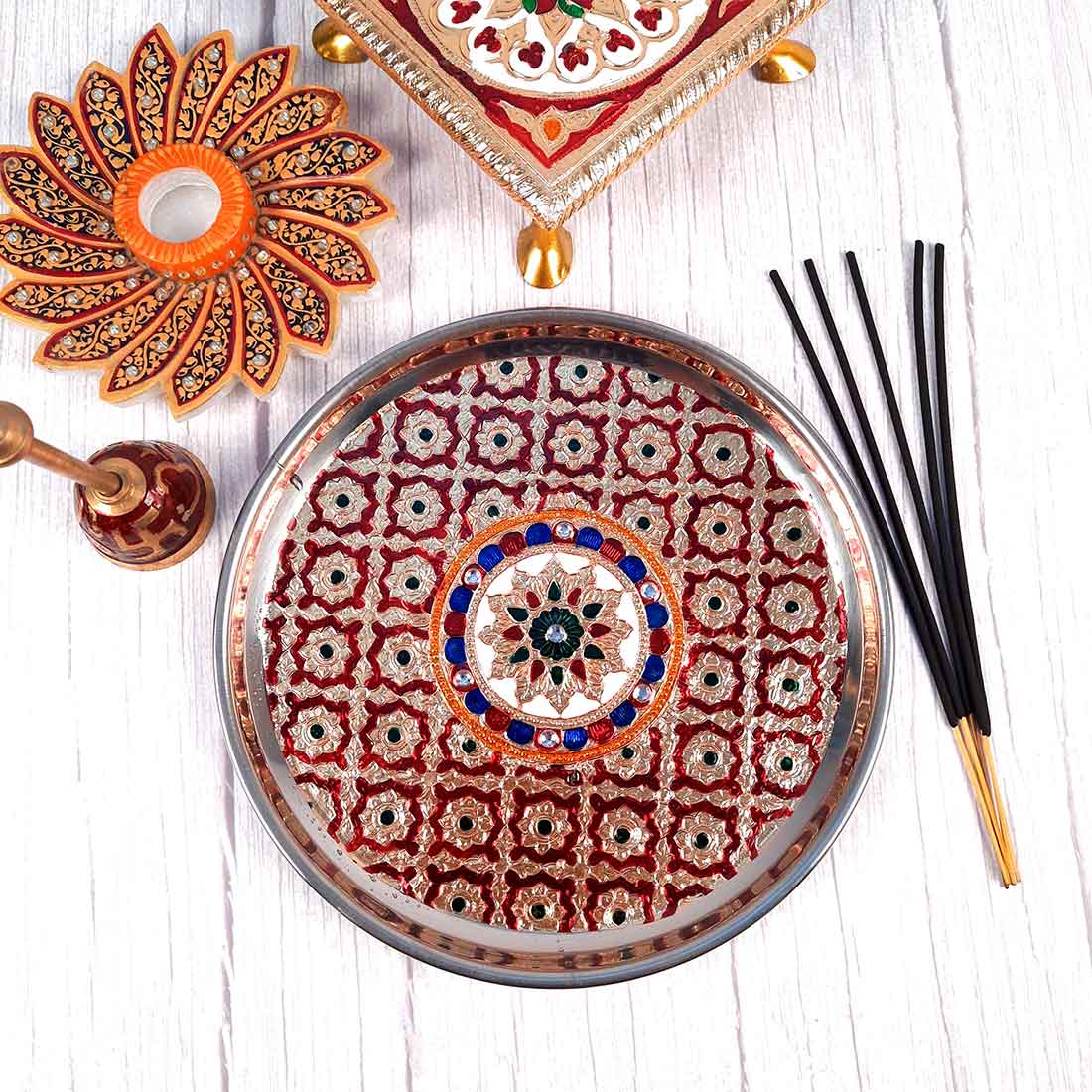 Karwa Chauth Thali Set- Apkamart #color_Red