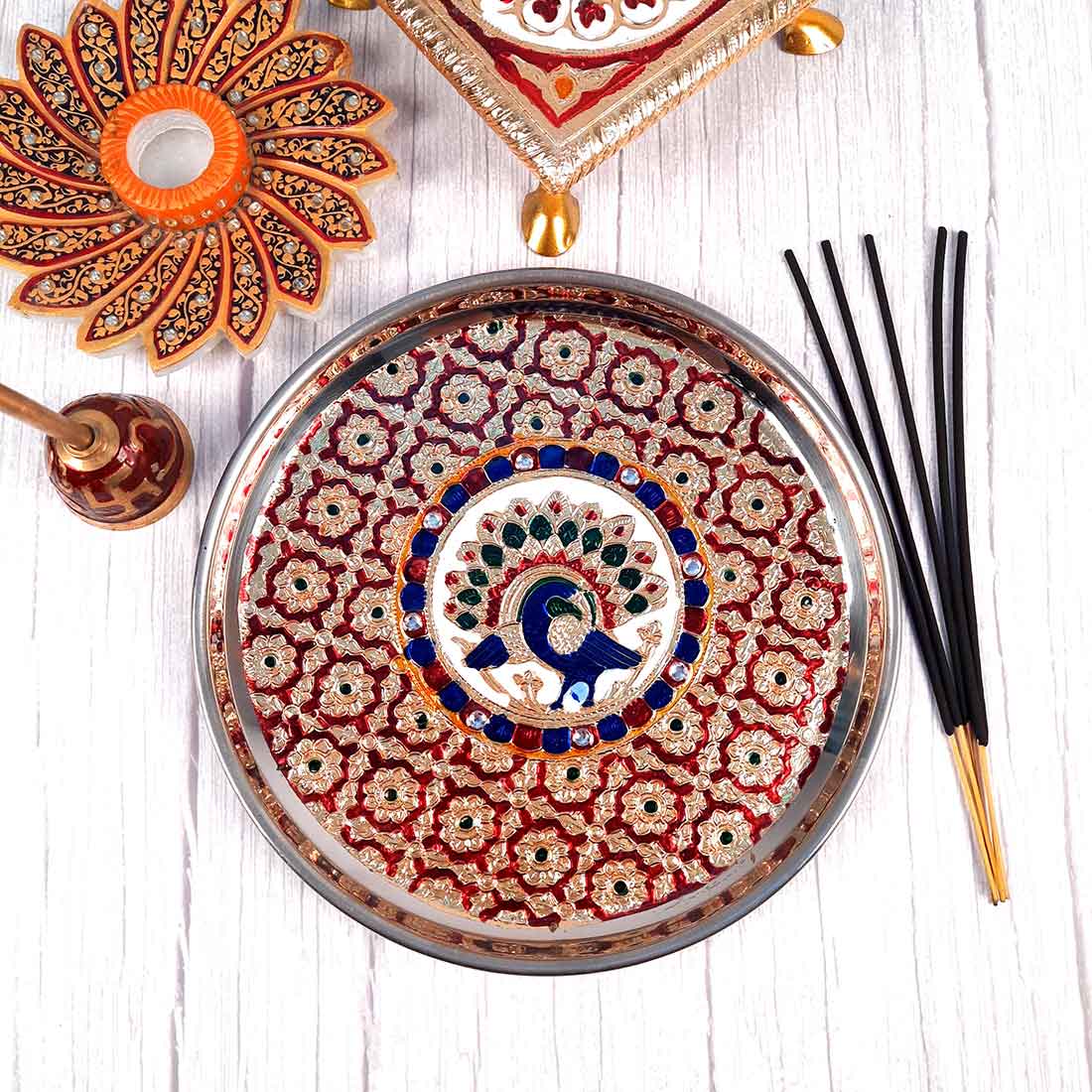 Decorative Plates for Rakhi - Apkamart #color_Red