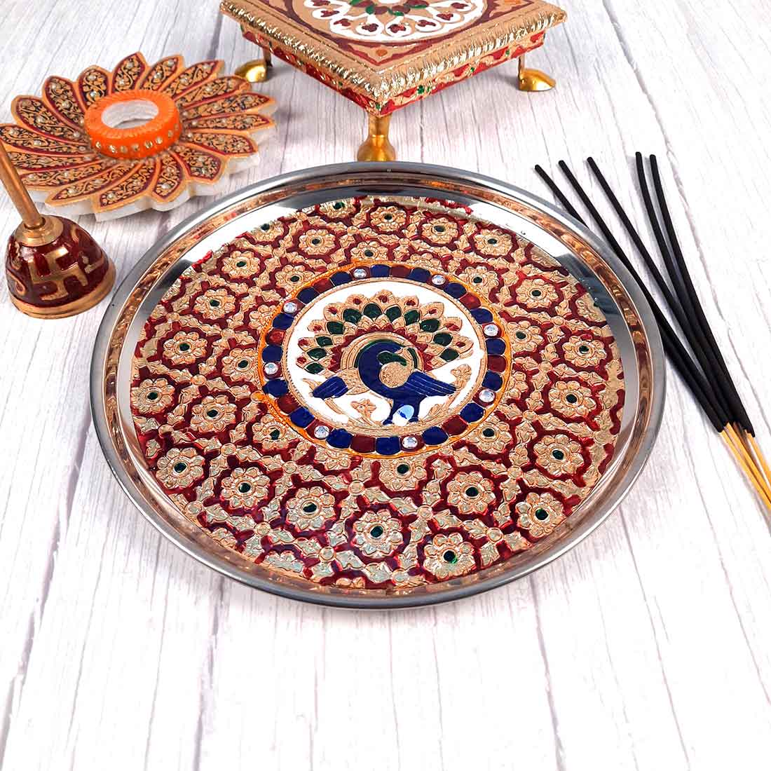 Decorative Plates for Rakhi - Apkamart #color_Red