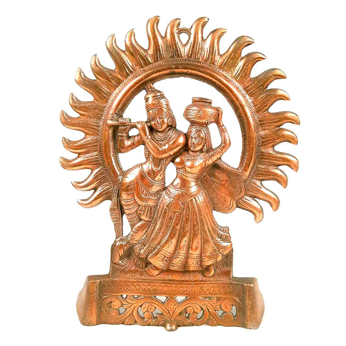 Radha Krishna Wall Hanging Idol | Shri Radha Krishna Playing Flute Wall Hanging Art Statue Murti | Religious & Spiritual Sculpture - for Gift, Home, Living Room, Office, Puja Room Decoration   -  11 Inch