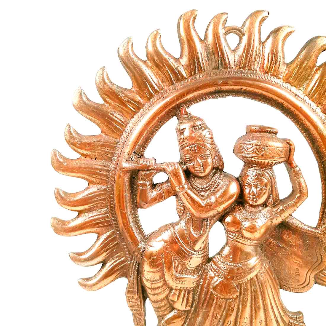 Radha Krishna Wall Hanging Idol | Shri Radha Krishna Playing Flute Wall Hanging Art Statue Murti | Religious & Spiritual Sculpture - for Gift, Home, Living Room, Office, Puja Room Decoration   -  11 Inch