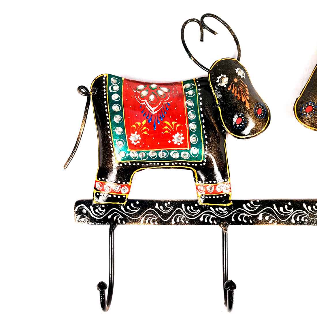 Key Hook Wall Decor | Handpainted Key Holder Stand With 4 Hooks | Key Organiser - For Home, Entrance, Office Decor & Gifts - 12 Inch - Apkamart #Style_Design 2