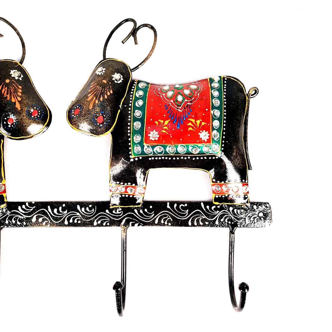 Key Hook Wall Decor | Handpainted Key Holder Stand With 4 Hooks | Key Organiser - For Home, Entrance, Office Decor & Gifts - 12 Inch - Apkamart #Style_Design 2