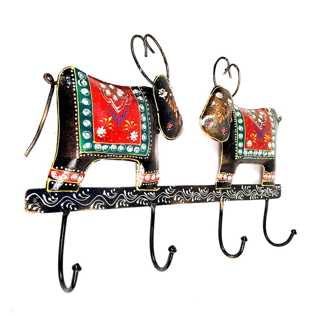 Key Hook Wall Decor | Handpainted Key Holder Stand With 4 Hooks | Key Organiser - For Home, Entrance, Office Decor & Gifts - 12 Inch - Apkamart #Style_Design 2