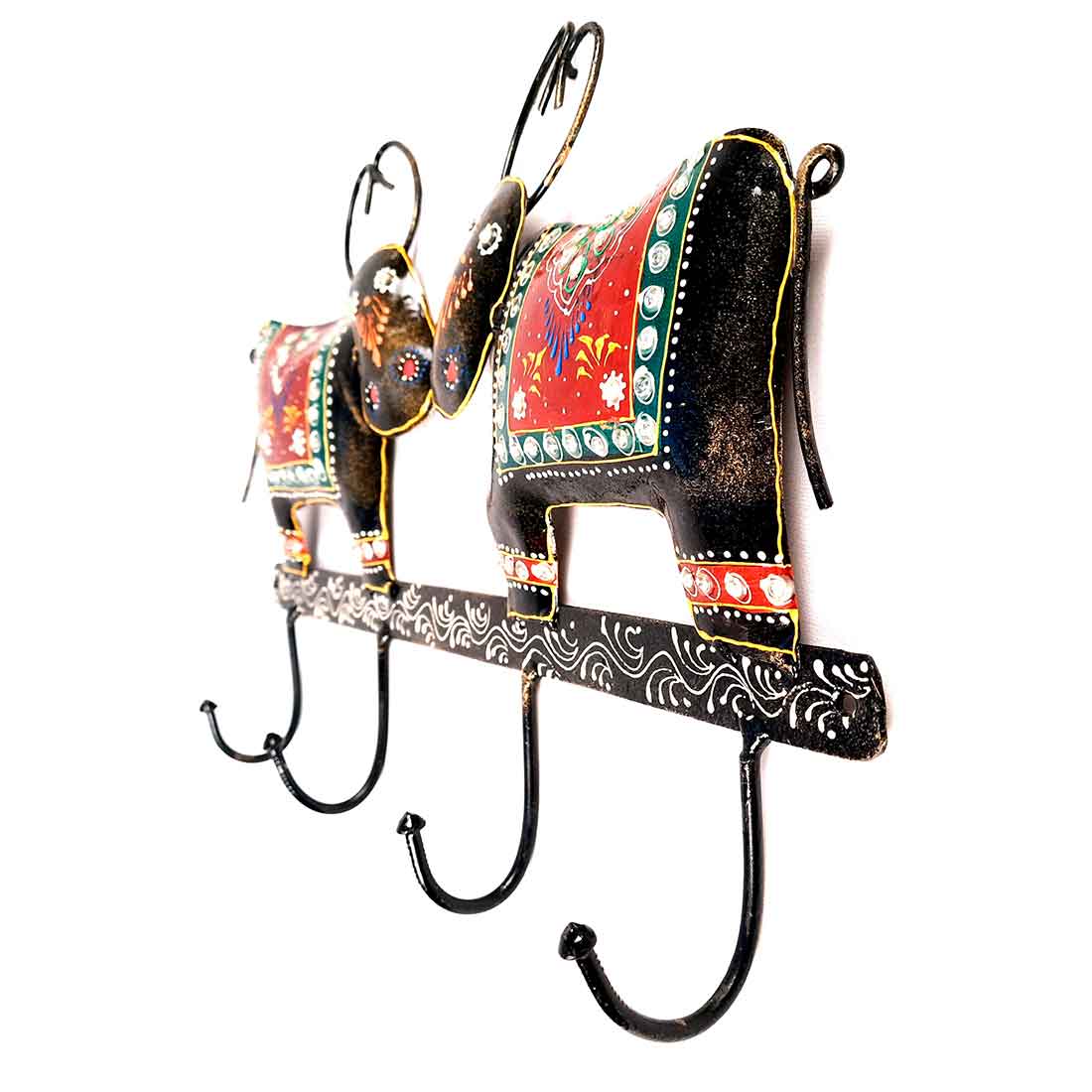 Key Hook Wall Decor | Handpainted Key Holder Stand With 4 Hooks | Key Organiser - For Home, Entrance, Office Decor & Gifts - 12 Inch - Apkamart #Style_Design 2