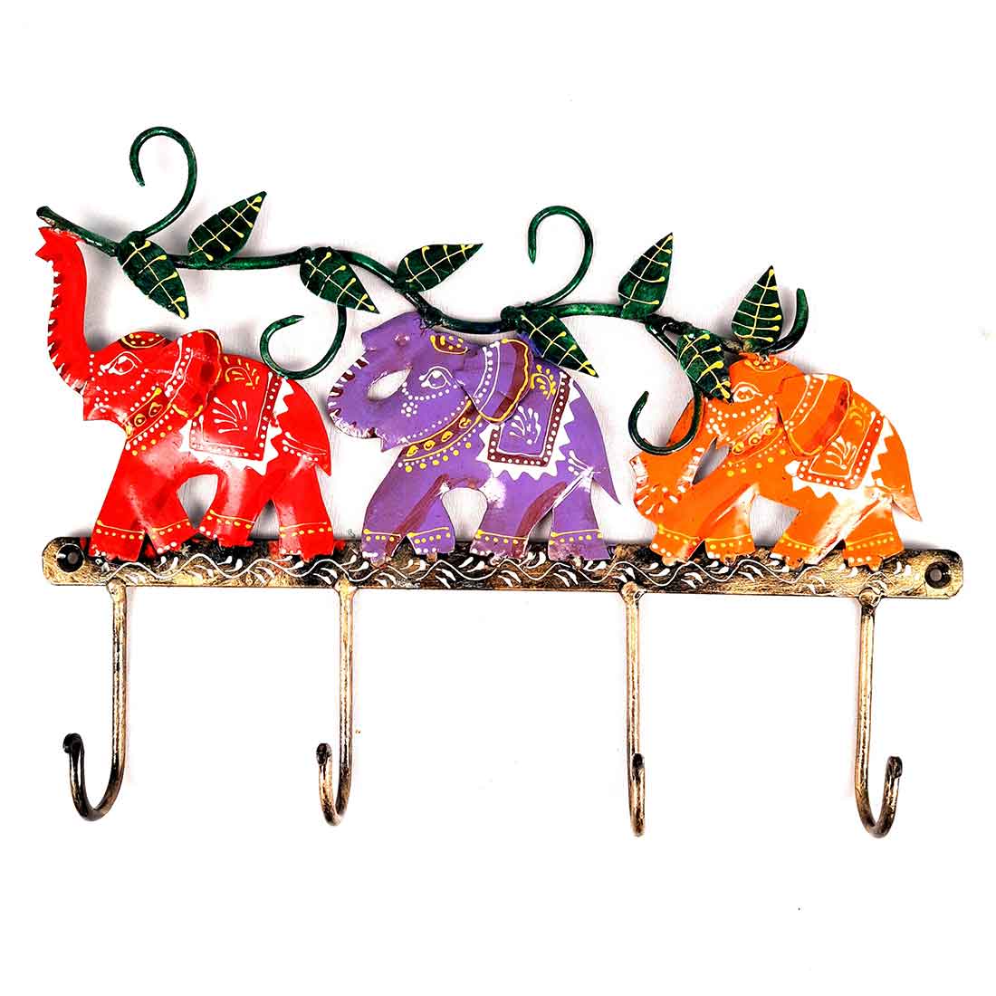 Key Holder Wall Hanger | Key Hanging Organizer Stand - Elephant Design| Key Hook Hanging Wall Mount - For Home, Entrance, Office Decor & Gifts - 11 inch (4 Hooks)