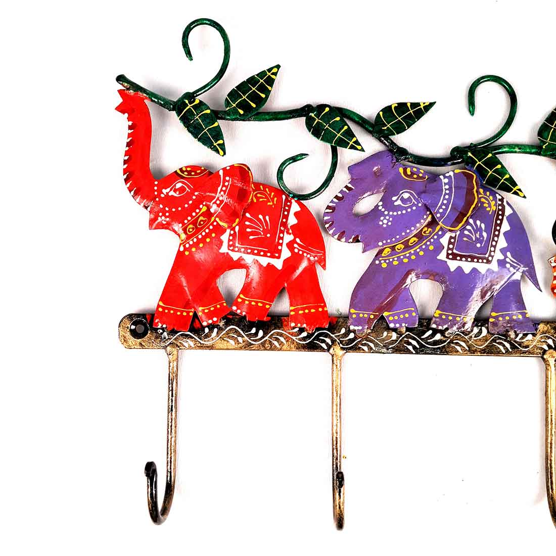 Key Holder Wall Hanger | Key Hanging Organizer Stand - Elephant Design| Key Hook Hanging Wall Mount - For Home, Entrance, Office Decor & Gifts - 11 inch (4 Hooks)