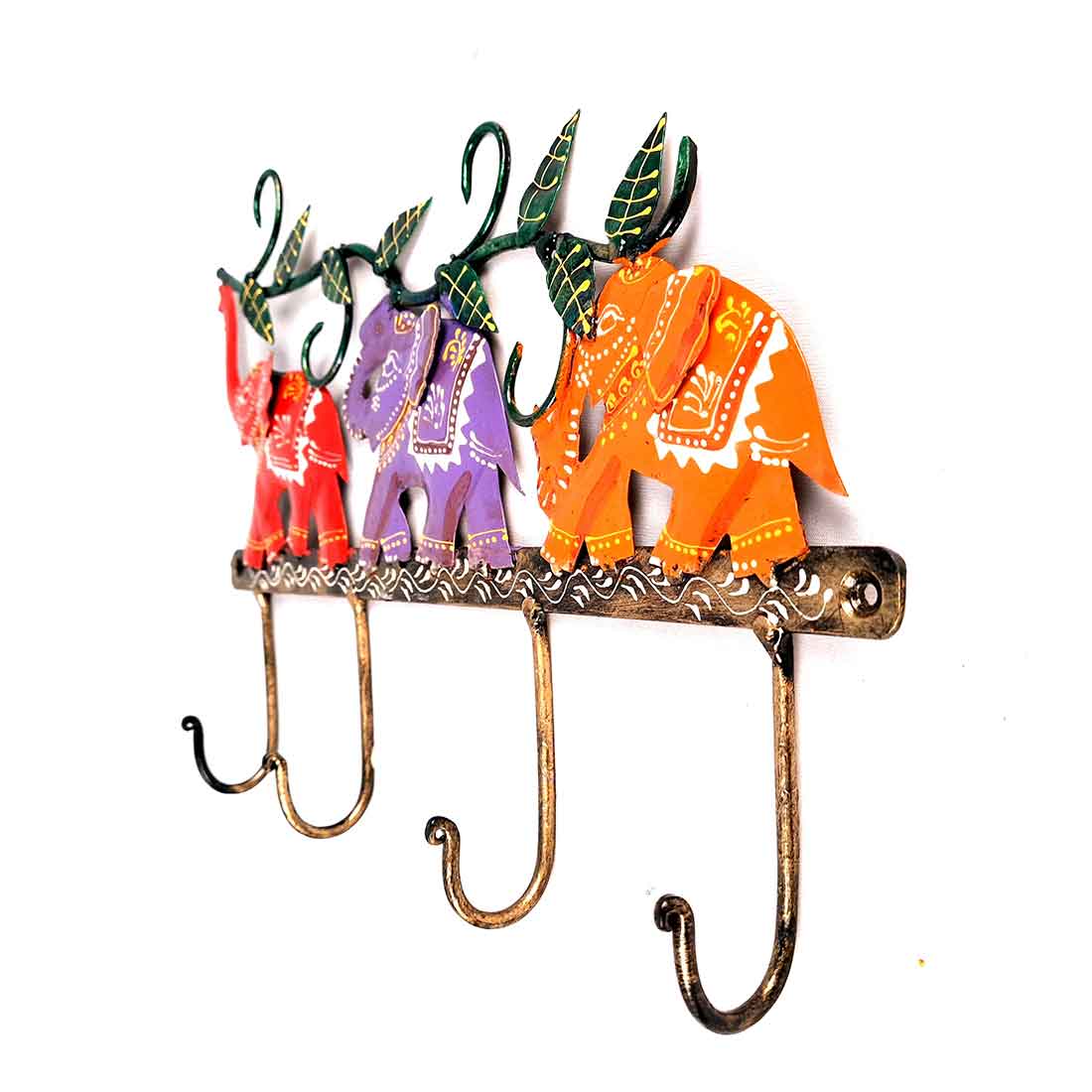 Key Holder Wall Hanger | Key Hanging Organizer Stand - Elephant Design| Key Hook Hanging Wall Mount - For Home, Entrance, Office Decor & Gifts - 11 inch (4 Hooks)
