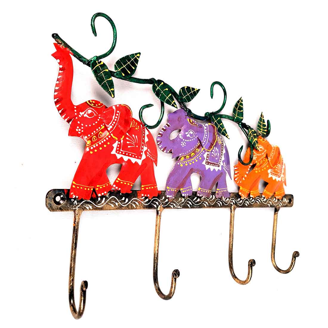 Key Holder Wall Hanger | Key Hanging Organizer Stand - Elephant Design| Key Hook Hanging Wall Mount - For Home, Entrance, Office Decor & Gifts - 11 inch (4 Hooks)