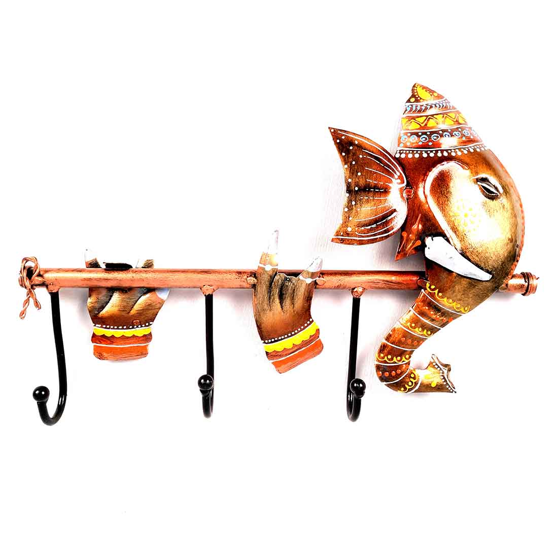 Metal Wall Hanger - Key Hook Ganesha Design - For Home Decor - 13 Inch - ApkaMart