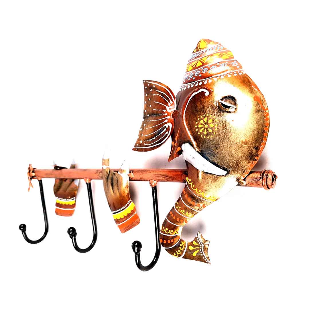 Metal Wall Hanger - Key Hook Ganesha Design - For Home Decor - 13 Inch - ApkaMart