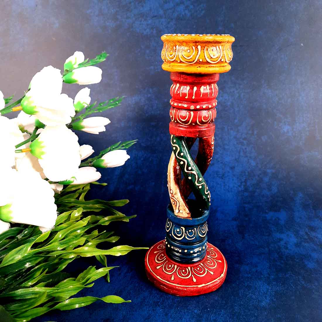 Candle Holder Stands | Tea Light Holders | Tea Light Candle Stand - Wooden Pillar Design - For Home, Table, Living Room, Dining Table Decor & Gifts - 9 Inch