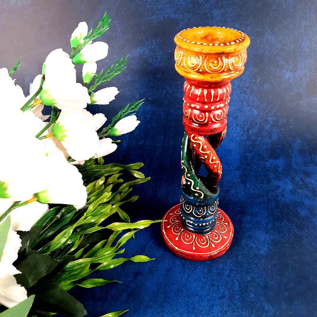 Candle Holder Stands | Tea Light Holders | Tea Light Candle Stand - Wooden Pillar Design  - For Home, Table, Living Room, Dining Table Decor  & Gifts - 9 Inch