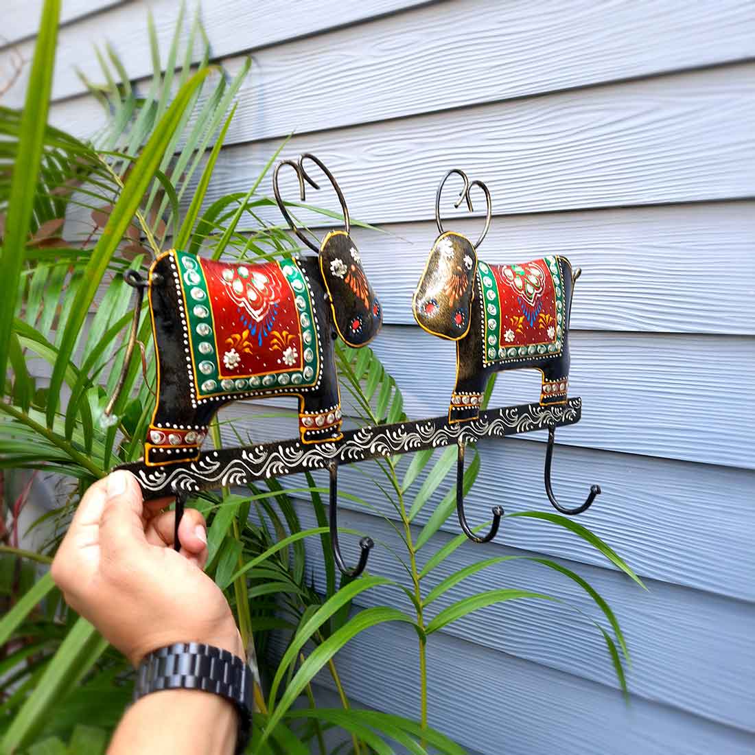 Key Hook Wall Decor | Handpainted Key Holder Stand With 4 Hooks | Key Organiser - For Home, Entrance, Office Decor & Gifts - 12 Inch - Apkamart #Style_Design 2