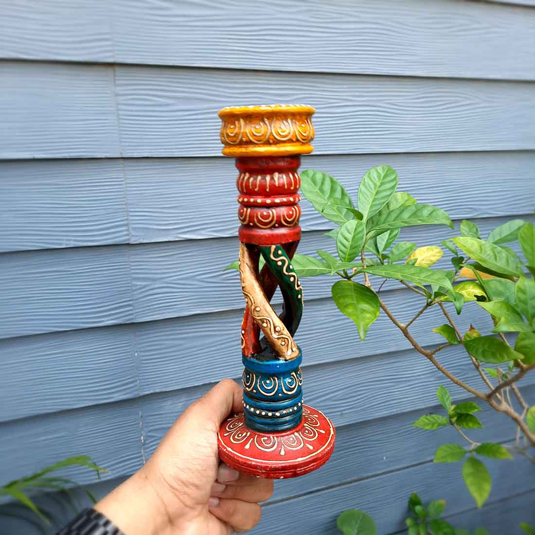 Candle Holder Stands | Tea Light Holders | Tea Light Candle Stand - Wooden Pillar Design  - For Home, Table, Living Room, Dining Table Decor  & Gifts - 9 Inch