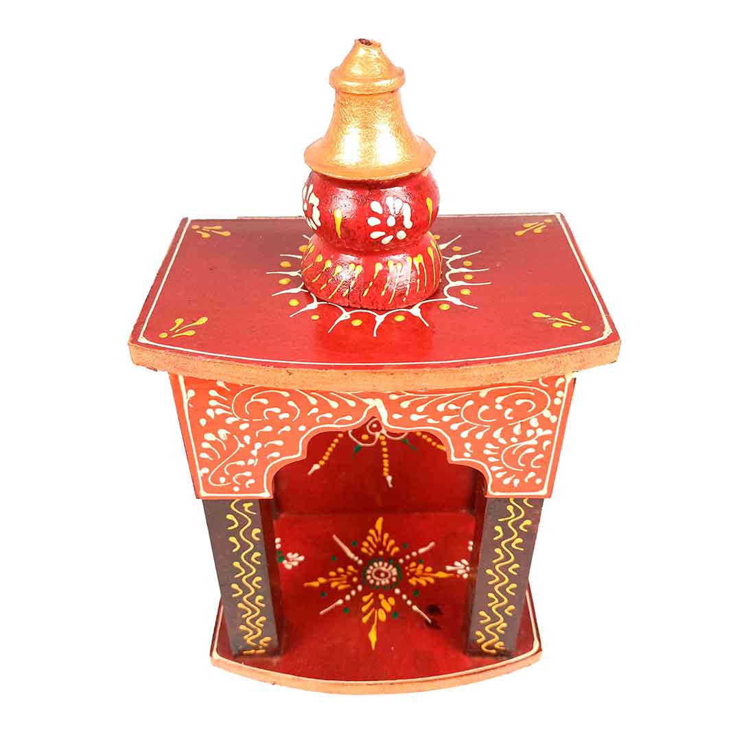 Pooja Mandir for Your Puja Ghar | Wooden Wall Hanging Puja Stand | God Temple For Home Office & Shop With Detachable Gumbad - 10 Inch