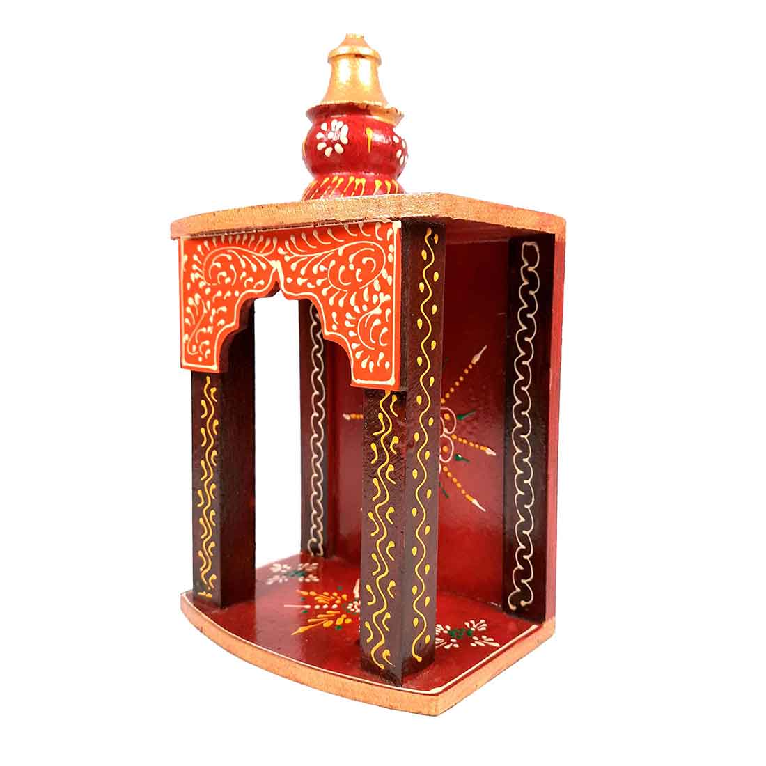 Pooja Mandir for Your Puja Ghar | Wooden Wall Hanging Puja Stand | God Temple For Home Office & Shop With Detachable Gumbad - 10 Inch