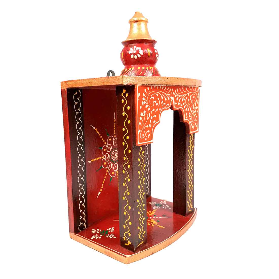 Pooja Mandir for Your Puja Ghar | Wooden Wall Hanging Puja Stand | God Temple For Home Office & Shop With Detachable Gumbad - 10 Inch