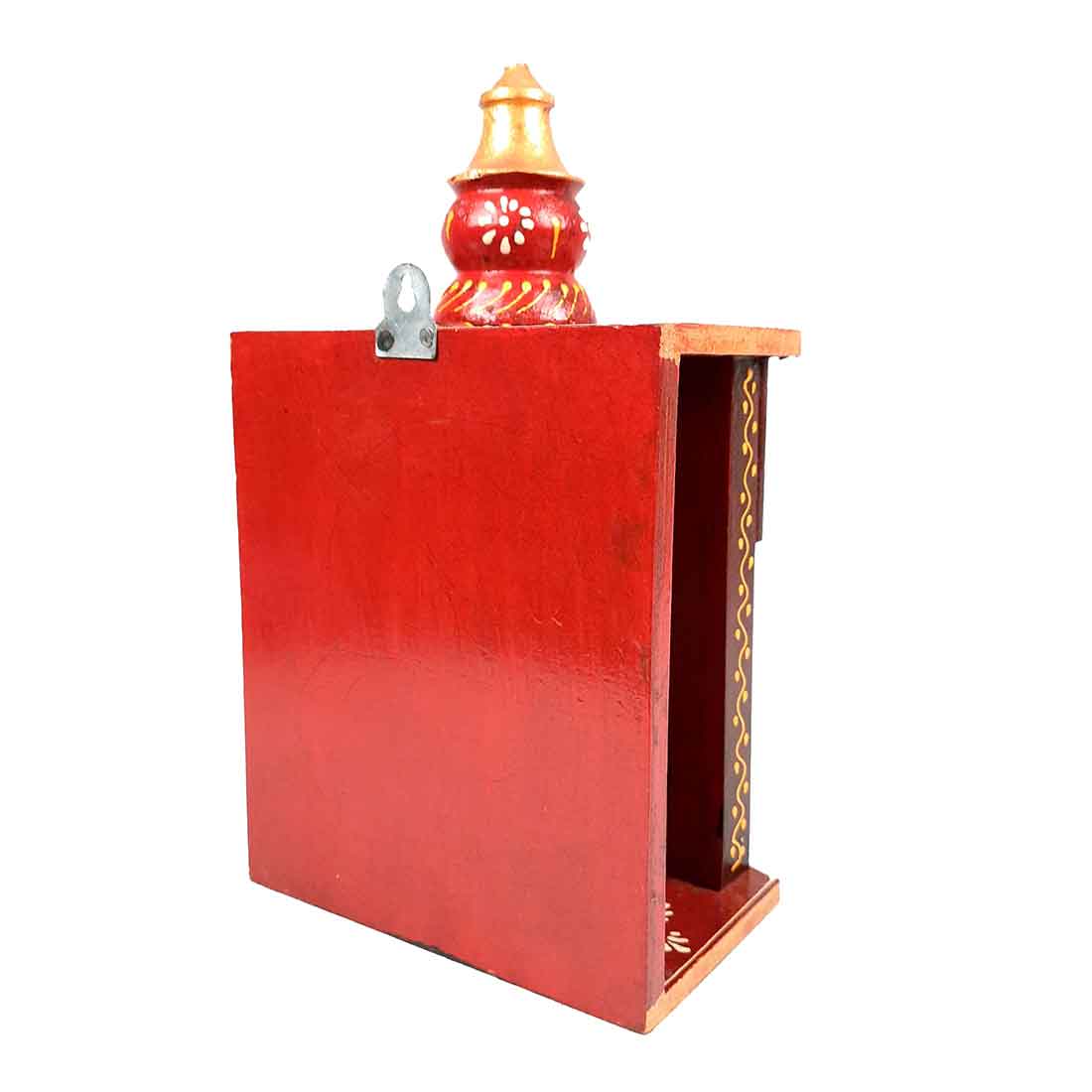 Pooja Mandir for Your Puja Ghar | Wooden Wall Hanging Puja Stand | God Temple For Home Office & Shop With Detachable Gumbad - 10 Inch