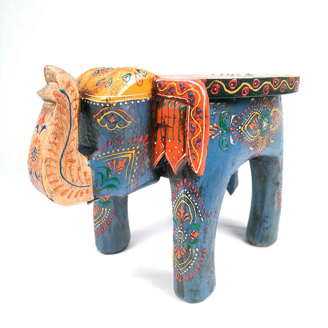 Wooden Stool - Elephant Design | Elephant Table - For Placing Small Pots & Tea Lights - For Home, Living Room Decor & Gifts - 11 Inch - Apkamart #Style_Design 3