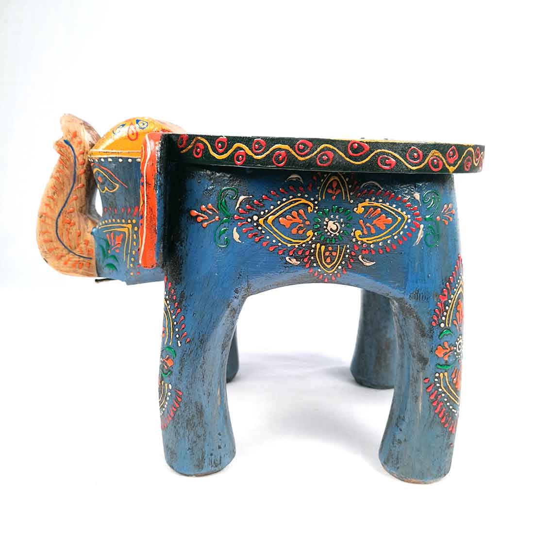 Wooden Stool - Elephant Design | Elephant Table - For Placing Small Pots & Tea Lights - For Home, Living Room Decor & Gifts - 11 Inch - Apkamart #Style_Design 3